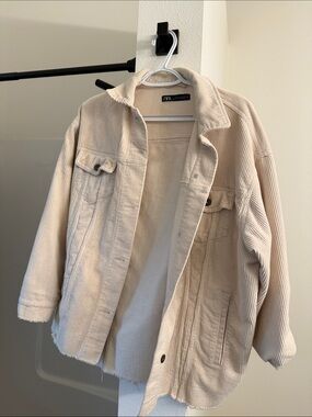 Zara Beige Corduroy Jean Jacket